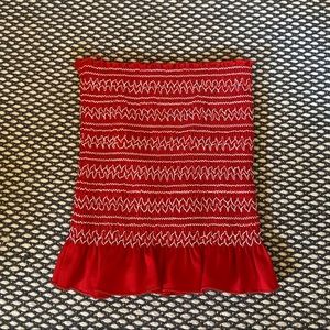 Red flair tube top